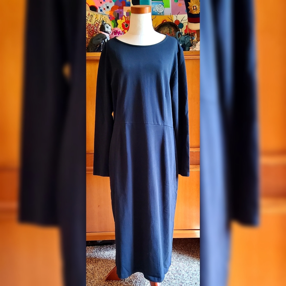 J. Crew Cotton Knit Black Dress Mimimalist LN 16
